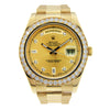 18K Yellow Gold Rolex Diamond Watch, Day Date II 41mm, Champagne Diamond Dial & 5CT Diamond Bezel