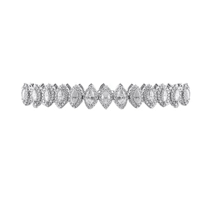 18K White Gold Marquise And Round Diamond Fancy Bracelet Total of 13.43CT