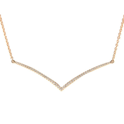 18K Rose And Yellow Gold Diamond Chevron Pendant with Chain 0.39CT