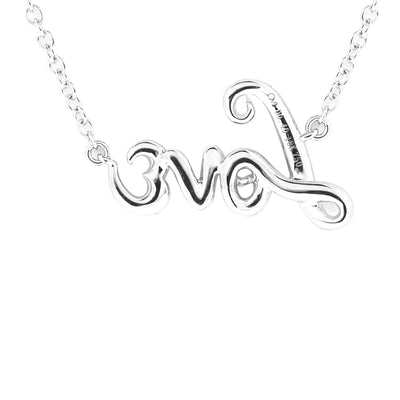 18K White Gold Diamond "Love" Pendant with Chain 0.20CT