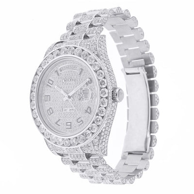 18K White Gold Rolex Diamond Watch, Day Date II 21839 41mm, with 33.25 CT Diamonds