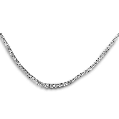 14K White Gold Graduated Diamond Tennis Necklace 6.00CT