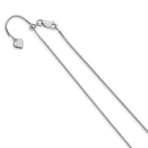 Sterling Silver 1 mm Adjustable Box Chain Available Sizes 22"-30"