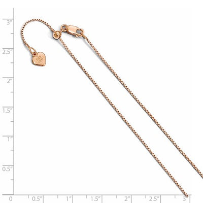 Sterling Silver .85 mm Rose Gold-plated Adjustable Box Chain Available Sizes 22"-30"