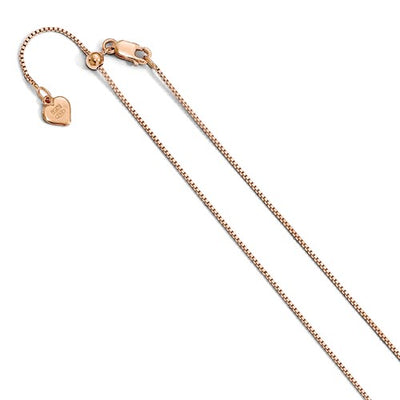 Sterling Silver .85 mm Rose Gold-plated Adjustable Box Chain Available Sizes 22"-30"