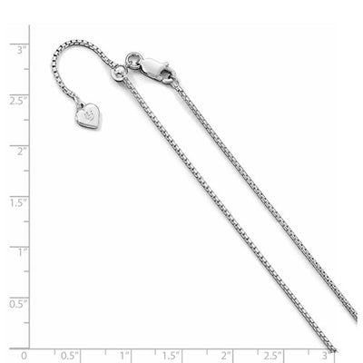 Sterling Silver 1.25 mm Adjustable Round Box Chain Available Sizes 22"-30"