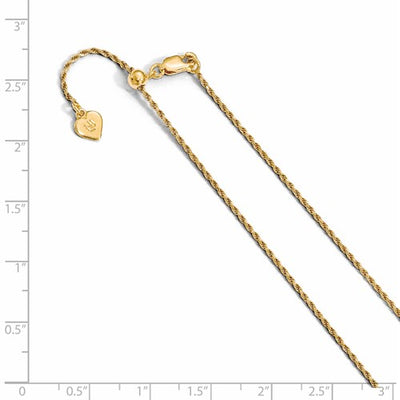 Sterling Silver 1.2 mm Gold-plated Adjustable Rope Chain Available Sizes 22"-30"