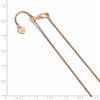 Sterling Silver 1.2 mm Rose Gold-plated Adjustable Rope Chain Available Sizes 22"-30"