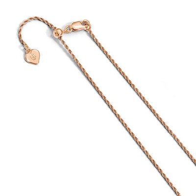 Sterling Silver 1.2 mm Rose Gold-plated Adjustable Rope Chain Available Sizes 22"-30"