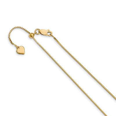 Sterling Silver .95mm Gold-plated Adjustable Box Chain Available Size 22"