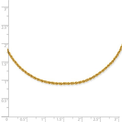 Gold-plated Kelly Waters 2mm French Rope Chain Available Sizes 18"-24"