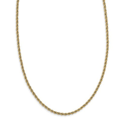 14K Two-tone Polished Textured Rope Necklace Available Size 18"