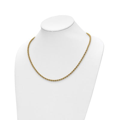 14K Two-tone Polished Textured Rope Necklace Available Size 18"