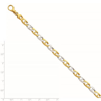 14K Two-tone 6.6mm Hand-polished Fancy Anchor Link Chain