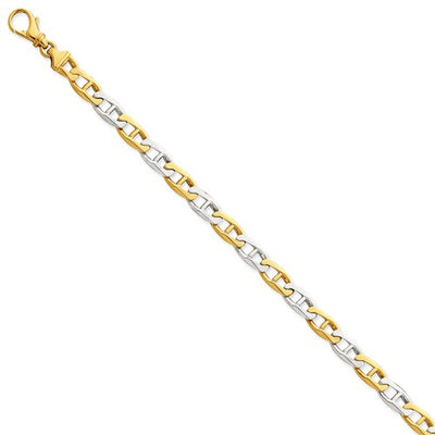 14K Two-tone 6.6mm Hand-polished Fancy Anchor Link Chain