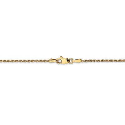 14k Yellow Gold 1.3mm Solid Machine-Made with Lobster Rope Chain Available Sizes 6"-30"