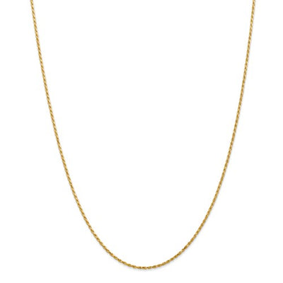 14k Yellow Gold 1.3mm Solid Machine-Made with Lobster Rope Chain Available Sizes 6"-30"