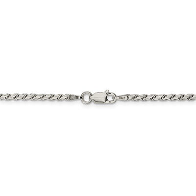 Sterling Silver 2.25mm Flat Rope Chain Available Sizes 7"-24"