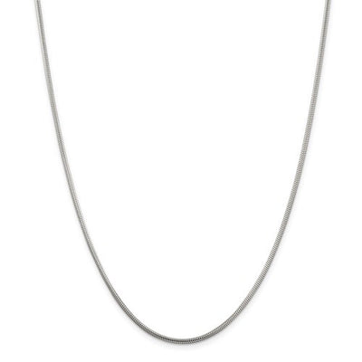 Sterling Silver 2mm Round Snake Chain Available Sizes 7"-30"