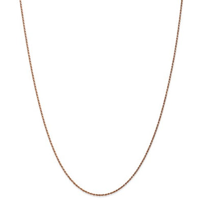 14K Rose Gold 1.0mm Rope Available Sizes in 9"-30"