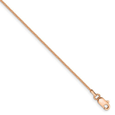 14k Rose Gold .9mm Box Link Chain Available in 7"-30"