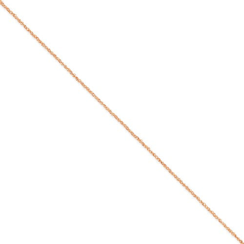 14K Rose Gold 1.7mm Ropa Chain Anklet Available Sizes 9"-24"
