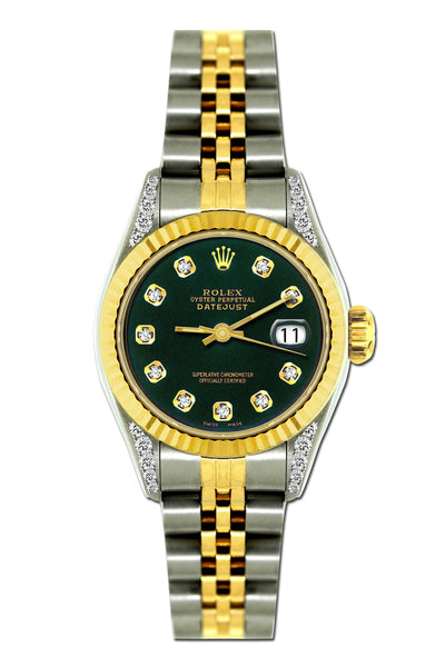 Rolex Datejust Diamond Watch, 26mm, Yellow Gold and Stainless Steel Bracelet Sherpa Blue Dial w/ Diamond Lugs