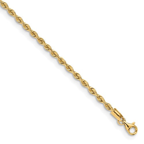 14k Yellow Gold 2.55mm Silky Quintuple Rope Chain  Available Sizes 7"-24"