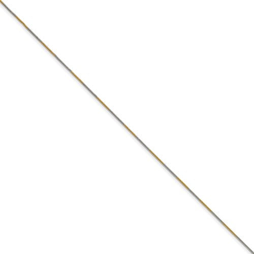 White and Yellow Rhodium over Brass 1.00mm  2 color plated Snake Chain Available Sizes 16"-24"