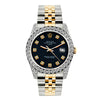 Rolex Datejust Diamond Watch, 26mm, Yellow Gold and Stainless Steel Bracelet Black Dial w/ Diamond Bezel and Lugs