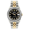 Rolex Datejust Diamond Watch, 26mm, Yellow Gold and Stainless Steel Bracelet Black Dial w/ Diamond Bezel