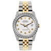 Rolex Datejust Diamond Watch, 26mm, Yellow Gold and Stainless Steel Bracelet White Dial w/ Diamond Bezel and Lugs