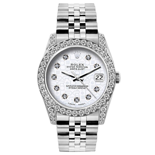 Rolex Datejust Diamond Watch, 26mm, Stainless SteelBracelet Rolex White Dial w/ Diamond Bezel and Lugs