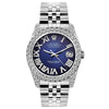 Rolex Datejust Diamond Watch, 26mm, Stainless SteelBracelet Roman Blue Dial w/ Diamond Bezel and Lugs