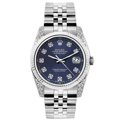 Rolex Datejust Diamond Watch, 26mm, Stainless SteelBracelet Navy Blue Dial w/ Diamond Lugs