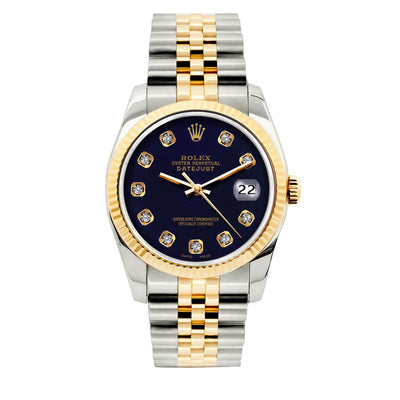 Rolex Datejust 36mm Yellow Gold and Stainless Steel Bracelet Blsck Dial