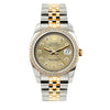 Rolex Datejust Diamond Watch, 36mm, Yellow Gold and Stainless Steel Bracelet Gold Dial w/ Diamond Bezel