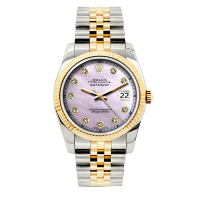 Rolex Datejust 36mm Yellow Gold and Stainless Steel Bracelet Lavender Dial