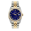 Rolex Datejust Diamond Watch, 36mm, Yellow Gold and Stainless Steel Bracelet Royal Blue Dial w/ Diamond Bezel and Lugs