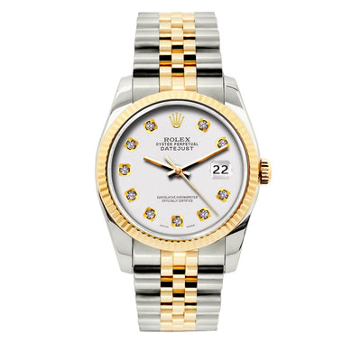 Rolex Datejust 36mm Yellow Gold and Stainless Steel Bracelet White Dial