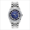 Rolex Datejust Diamond Watch, 36mm, Stainless Steel Blue Dial w/ Diamond Bezel