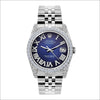 Rolex Datejust Diamond Watch, 36mm, Stainless Steel Blue Dial w/ Diamond Bezel and Lugs