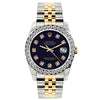 Rolex Datejust Diamond Watch, 26mm, Yellow Gold and Stainless Steel Bracelet Black Russian Dial w/ Diamond Bezel