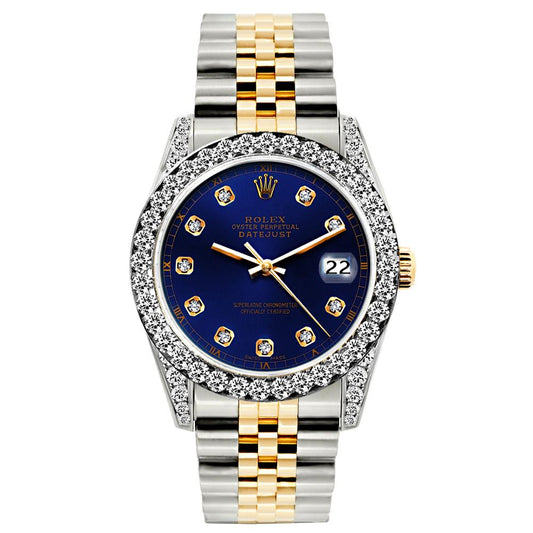 Rolex Datejust Diamond Watch, 26mm, Yellow Gold and Stainless Steel Bracelet Midnight Express Dial w/ Diamond Bezel