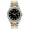 Rolex Datejust Diamond Watch, 26mm, Yellow Gold and Stainless Steel Bracelet Black Dial w/ Diamond Bezel