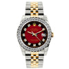 Rolex Datejust Diamond Watch, 26mm, Yellow Gold and Stainless Steel Bracelet Red and Black Dial w/ Diamond Bezel