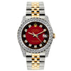 Rolex Datejust Diamond Watch, 26mm, Yellow Gold and Stainless Steel Bracelet Red and Black Dial w/ Diamond Bezel and Lugs