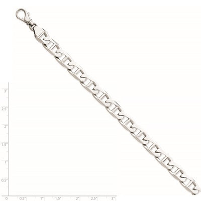 14k White Gold 9mm Hand-polished Anchor Link Chain